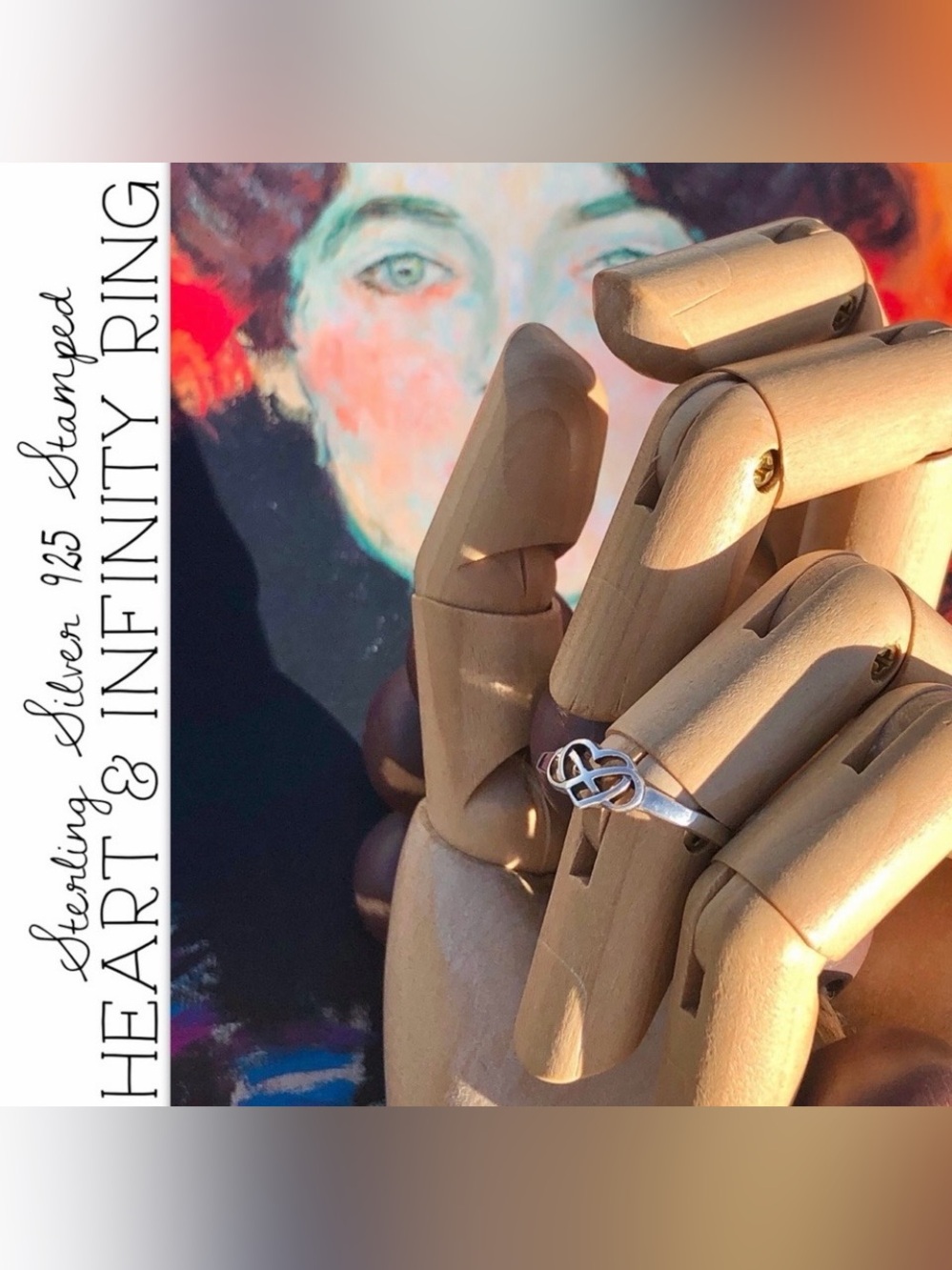 Sterling Silver 925 Stamped Heart & Infinity Ring